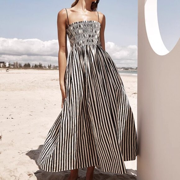 Striped Black and White Maxi Dress - Picture 1 of 10